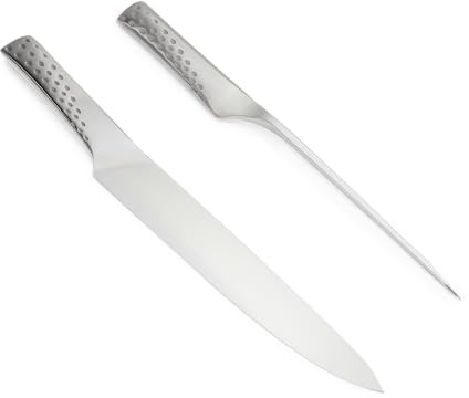 Weber Deluxe Tranchierbesteck Set, bestehend aus Tranchiermesser (Klinge 24cm) und Gabel, aus hochwertigem Deutschen Edelstahl, Monoblock, ergnomische Griffe - Silder (17074)