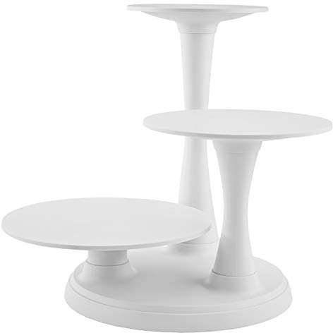 Wilton 3 Tier Pillar Cake Stand Tortenständer | 3 Etagen, Schön Präsentierender Solider Tortenetagere für 3 Torten Kunststoff Kuchenständer