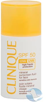 Clinique SPF 50 Mineral Sunscreen Fluid For Face | Ultraleichter, mineralischer Sonnenschutz für sensible Haut | ölfrei + unsichtbar, 30 ml