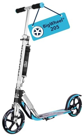 HUDORA BigWheel 205 Scooter - Stabiler Aluminium-Roller - Höhenjustierbarer & zusammenklappbarer Cityroller mit Ständer - Sportlicher Kinder- & Erwachsenenroller für bis zu 100kg