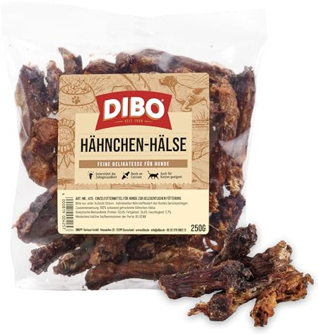 DIBO Hähnchenhälse, 250g-Beutel, der kleine Naturkau-Snack oder Leckerli für Zwischendurch, Hundefutter, Qualitätskauartikel ohne Chemie von DIBO