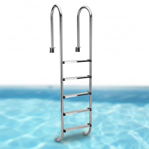 Melko Poolleiter 5stufig Edelstahl Schwimmbecken Treppe Hochbeckenleiter Einbauleiter