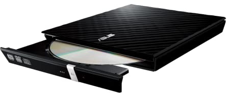 ASUS SDRW-08D2S-U Lite externer Slim DVD Brenner | 8x DVD±R, 6x DVD±R DL, 5x DVD-RAM, USB 2.0, inkl. Cyberlink Power2Go, Hochglanz Schwarz