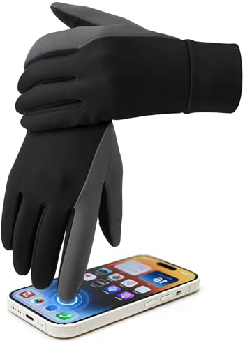 OZERO Damen Wasserdicht Thermohandschuhe, Touchscreen Winterhandschuhe Fahrhandschuhe Fahrradhandschuhe Laufhandschuhe Schwarz