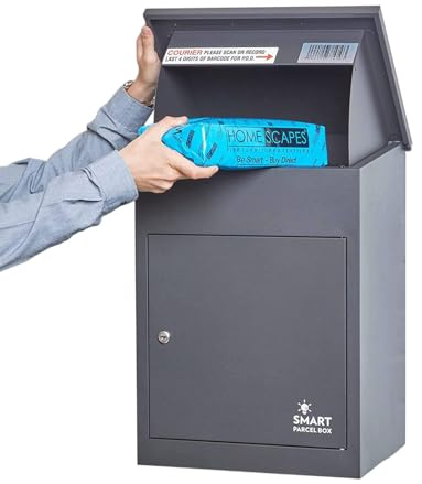 Smart Parcel Box Paketbox M - Paketbriefkasten wetterfest, grau | Postbox für Pakete outdoor, Paketbox draußen, Wandmontage, Front-Entnahme, verzinkter Stahl, rostfrei, pulverbeschichtet