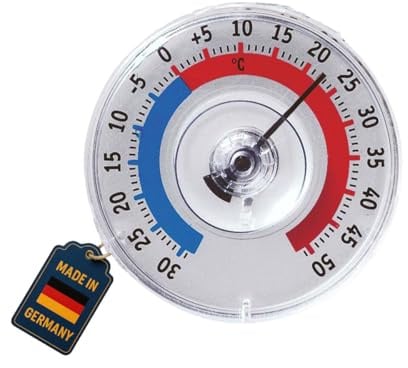 TFA Dostmann Twatcher Fensterthermometer, 14.6009.30, außen, wetterfest, analoges Aussenthermometer, L 80 x B 80 x H 27 mm