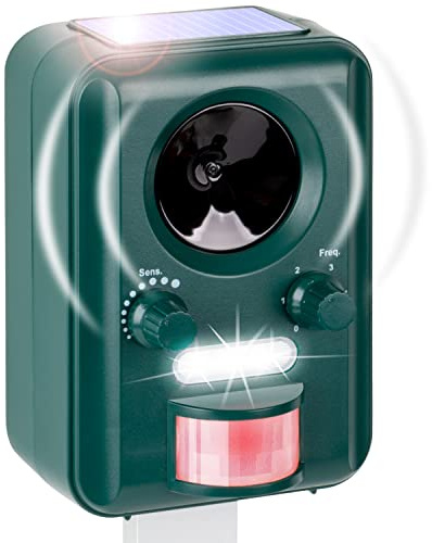 VOSS.sonic 2000 Ultraschall Abwehr mit Solarbetrieb und Blitz gegen Katzen, Hunde, Marder, Tierabwehr, Katzenschreck Hundeschreck Marderschreck