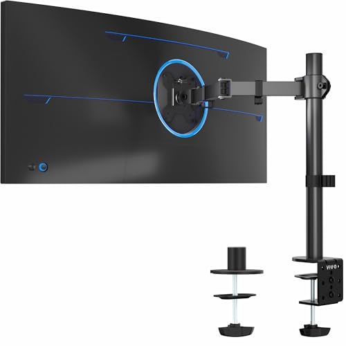 VIVO Einzelmonitor-Tischhalterung für 13 bis 38 zoll Ultrawide Monitore, 10 kg Tragkraft, Voll Beweglicher Ständer, Schwarz, STAND-V001