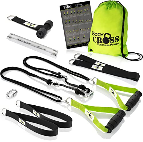 BodyCROSS Premium Schlingentrainer Expert Edition, Made in Germany, geprüft & zertifiziert, Slingtrainer Set für zuhause & Outdoor mit Türanker