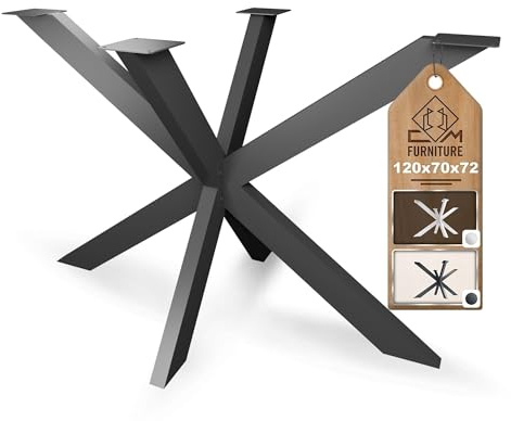 CM Furniture Tischbeine Tischgestell Metall Schwarz Hoch 72 cm für Esstisch Gartentisch Konferenztisch Massiv Tischplatte Holz Glass Spider/Spinnen Stern Look Premium DIY Projekt Untergestell