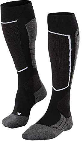 FALKE Herren Skisocken SK2 Intermediate Wool M Kh Wolle Funktionsmaterial warm dick 1 Paar, Schwarz Black-Mix 3010, 44-45
