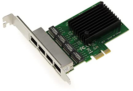 KALEA-INFORMATIQUE PCI Express PCIe-Netzwerk-Controller-Karte 4 LAN-Ports RJ45 Gigabit Ethernet 10 100 1000Mbps 1G. Mit Realtek RTL8111F Chipsatz und Low- und High-Profile-Winkel.