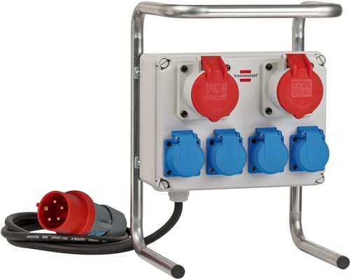 Brennenstuhl Kompakter Kleinstromverteiler BKV 2/4 G IP44 mit Stahlrohrgestell (2m Kabel, für ständigen Einsatz im Außenbereich IP44, Made in Germany)
