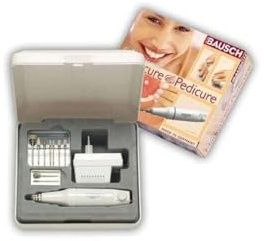 Bausch 0379P Leistungsstarkes Maniküre-/Pediküregerät mit stufenloser Handregelung, 9 Aufsätze: Handnägel und Fußnägel schleifen, feilen, polieren, Hornhaut entfernen, Nagelpflege, Fußpflege, Beauty