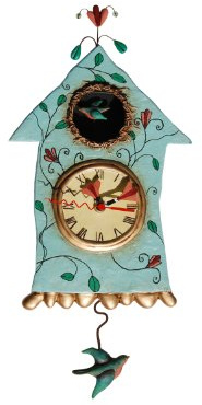 Enesco Wanduhr, Motiv Vogelhäuschen, Kunstharz, 32 cm (P8008)