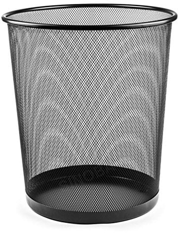 Sinoba Papierkorb Mülleimer Abfalleimer rund | 18L Mesh Papiereimer aus Metall für Büro & Kinderzimmer | 34cm Höhe | Schwarz