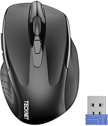 TECKNET Kabellose Maus, 2.4G Optische Funkmaus mit USB Empfänger, Grau | 2600 DPI, 24 Monate Akkulaufzei, Ergonomisches Design Wireless Mouse Kompatibel mit Laptop, PC, MacBook, Office Home