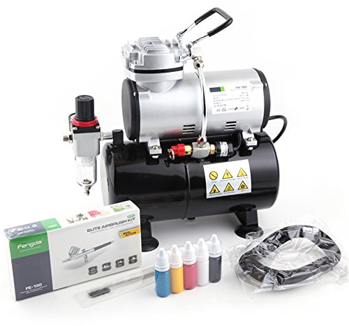 Fengda FD-186K Airbrush Kompressor Komplett set Mächtig Luftstrom und Luftdruck mit Airbrushpistole und airbrush Zubehör Profi Starter set.