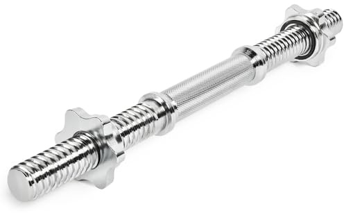 POWER-XTREME KH-G-400 Kurzhantelstange 40cm I Dumbbell Handle I Kurzhantel mit Gewinde I 30mm Durchmesser I Kreuzrändelung I Hochglanzverchromt I Sternverschlüsse