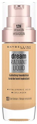 Maybelline New York Make Up, Dream Radiant Liquid Make-Up, Flüssige Foundation, Nr. 48 Sun Beige, 30 ml