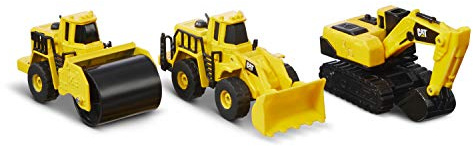 CatToysOfficial | Construction 3er-Pack Druckgussmetall Baustellenfahrzeuge Kinder| Bagger, Walze und Radlader Spielzeug| Spielzeugautos & Geschenke ab 3 Jahre, Yellow