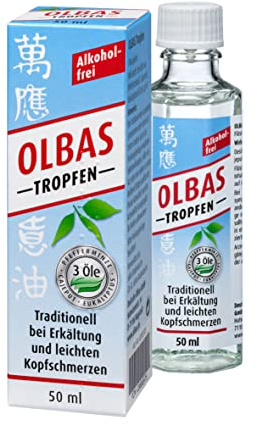Olbas Tropfen - 1x 50 ml - zur Einnahme und Inhalation bei Erkältungskrankheit - bei Husten, Schnupfen und Heiserkeit - mit Pfefferminzöl, Cajeputöl