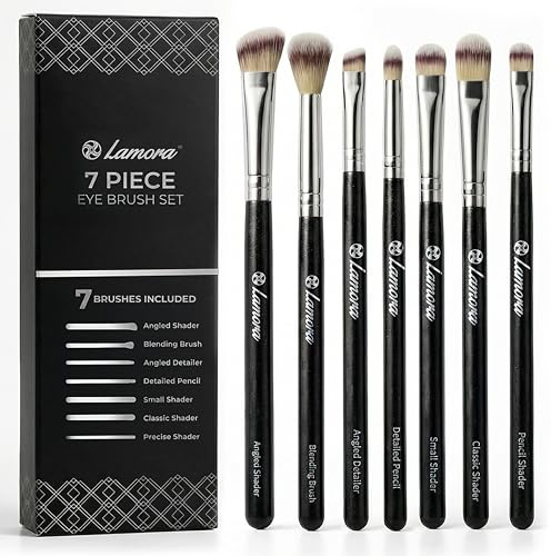 Lamora Lidschatten Pinsel Set, Augenpinsel, Lidschattenpinsel, Verblender | Augen Makeup Pinselset, Ideal Zum Verblenden von Lidschatten, Puder, Highlighter, Concealer, Weiche Pinselhaare, Geschenkidee