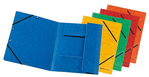 herlitz Eckspann-Mappe, Sammelmappe A4 mit Gummizug, farbig sortiert, Karton, 10 Stück
