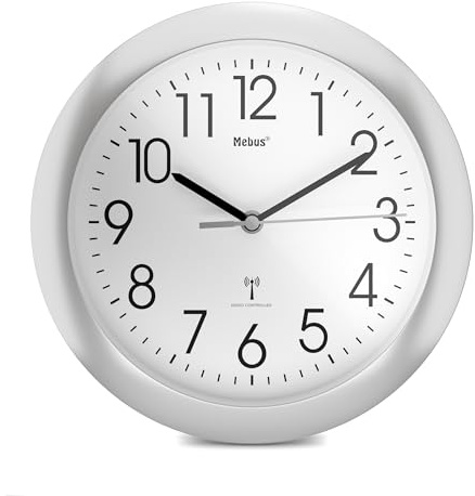 Mebus 52451 Funk-Wanduhr, Silber, Bunt, 25 cm