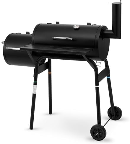 tepro BBQ Smoker Grill Wichita, mit 2 Grillkammern, Rädern und Thermometer im Deckel, Maße ca. 112 x 63 x 116,5 cm, Schwarz