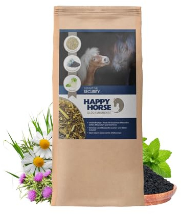 HAPPY HORSE Sensitive Security | 14 kg | Pferdefutter Getreidefrei & Melassefrei | Pferdemüsli mit reduziertem Zucker & Stärkegehalt | Mineralfutter für empfindliche Pferde | Made in Germany
