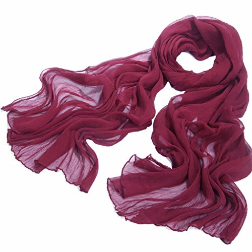 Avenella Grosser XXL-SEIDENSCHAL (ca. 190 x 65 cm) unifarben aus feiner gecrashter transparenter Seide (Crepe Georgettte); einfarbiger Schal aus 100% Seide