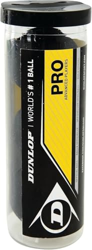 Dunlop Squashbälle Pro doppelGelb, 3 Stück in der Dose, Offizieller Turnier-Squashball, Nicht angegeben, Yellow (or possibly Black)