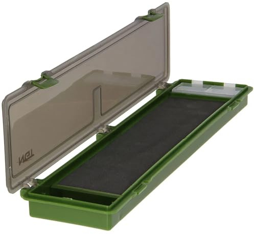 34,5 x 9 x 2,5 cm große, grüne Aufbewahrungsbox aus Kunststoff mit Angelhaken zum Karpfen-/Süßwasserangeln von NGT