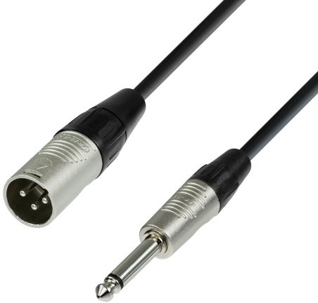 Adam Hall Cables 4 STAR unsymmetrisches Kabel, Rean XLR Male x Klinke TS | Rean 3-Pol XLR male auf 6,3mm Klinkenstecker mono; schwarz; 1,5m
