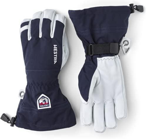 Hestra Heli Ski 5-Finger Handschuhe Skihandschuhe Fingerhandschuhe Damen/Herren - mit Futter, Klettverschluss, Klettverschluss Herbst-Winter Winter - 10 HS dunkelblau