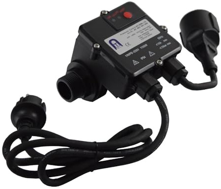 Agora-Tec® Durchflusswächter DWv-10 verkabelt, Pumpen Druckschalter zur Pumpensteuerung für Kreiselpumpen, Tauchpumpen, Tiefbrunnenpumpen und Hauswasserwerke