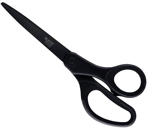 Leitz Schere Titan Anti-Haft, Hochwertige Haushaltsschere mit ergonomischem Griff, Klingen aus rostfreiem Stahl, Für zu Hause, Büro und Schule, Länge 20,5 cm, Schwarz, 54206095
