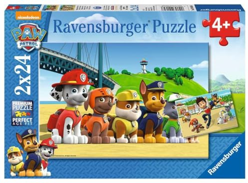 Ravensburger Puzzle Paw Patrol Heldenhafte Hunde - 2x24 Teile Puzzle ab 4 | 2x24 Teile Paw Patrol Puzzle, Kinderpuzzle ab 4 Jahre, Ravensburger Qualität