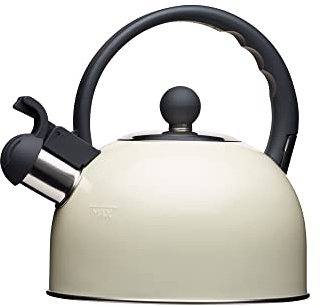 KitchenCraft Living Nostalgie Wasserkocher, pfeifend, Induktion, Metall, 1,3 Liter, creme