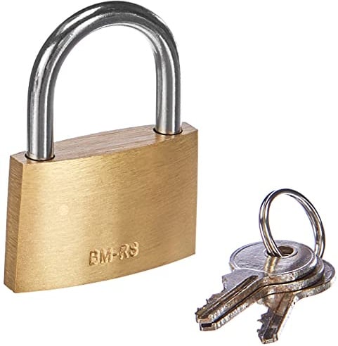 Brüder Mannesmann Messing-Vorhängeschloss 35 mm, poliert, goldgelb, 3 Schlüssel, ideal für Haus, Garten, Spind, Koffer oder Reise, robustes Gehäuse | M 413-35