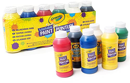 CRAYOLA – 6 Flaschen Abwaschbare Farbe, für Kreative Aktivitäten in der Schule und zu Hause, Ideal für Kinder, Verschiedenen Farbtönen, 54-2508