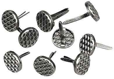Rayher Brads Nagel, 8 mm ø, Farbe antiksilber, Blisterbox 50 Stück, Mini-Brads für Scrapbooking und zum Basteln, Musterklammern, Spreizklammern, 7836042