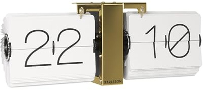 Karlsson Flip Clock No Case - Weiß - 36x8,5x14cm - Rechteck - Stahl - Wanduhr Modern Wohnzimmer - Wanduhren