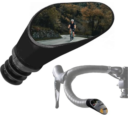 Rennrad Rückspiegel - Leichtgewicht, Einstellbarer, & Vibrationsfrei Konvexspiegel mit 9-Facher Verchromung & Stoßsichere ABS Schale für Lenker mit 20 mm Durchmesser von Sprintech - Black