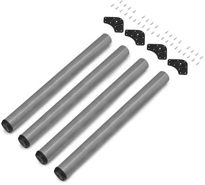 Emuca - Regulierbare Tischbeine Ø60x830mm, 4er Set aus Stahl, regulierbare Höhe 830-850mm, Silbergrau