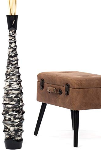 Leewadee Große Bodenvase 85 cm Mangoholz für Pampasgras & Trockenblumen | Dekovase fürs Wohnzimmer, für Zweige & Trockengräser - bruchfester als Keramik, kein Wasser. Boho