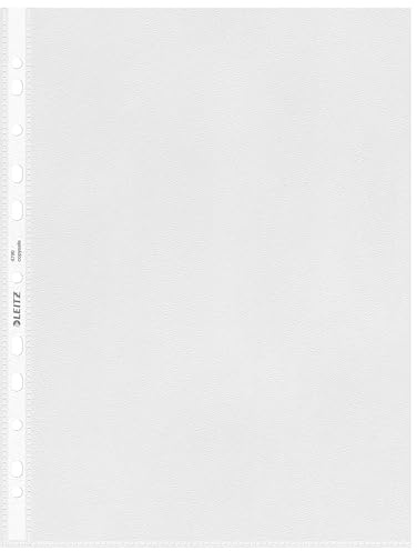 Leitz Standard Prospekthüllen-Set A4, 100 Stück durchsichtige, gelochte Taschen, 30% Pre-Consumer-Recycling-Kunststoff, 100% recycelbar, Kunststofftaschen mit Öffnung von oben, 85 Micron, 47900000