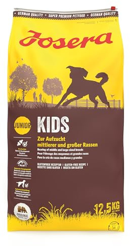 JOSERA Kids (15 kg) | Trockenfutter für Junge Hunde größerer Rassen | Junior MediMax | Huhn & Reis | Glutenfreies Premiumfutter zur Aufzucht & optimalen Versorgung von Welpen | Große Kroketten
