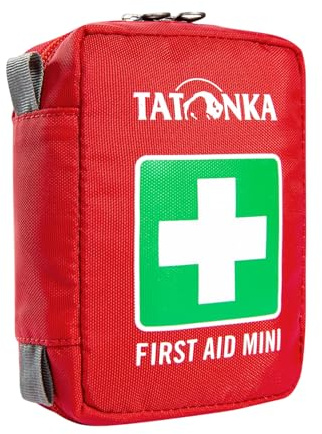 Tatonka First Aid Mini - Erste Hilfe Set mit Inhalt (u. a. mit Zeckenzange) - Für Outdoor, Wandern, Fahrradfahren etc. - Maße: 10 x 7 x 4 cm - rot